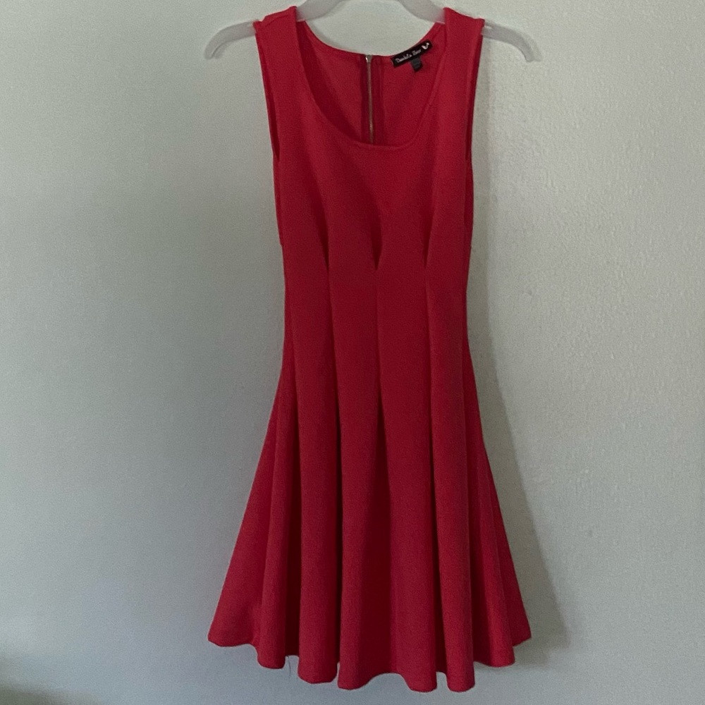 Hot pink tank top knee length dress, size XS